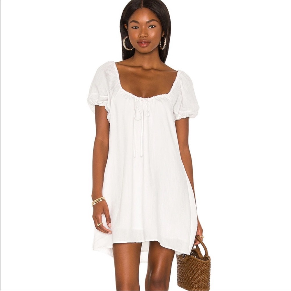 Camila Coelho White Puff Sleeve Dress